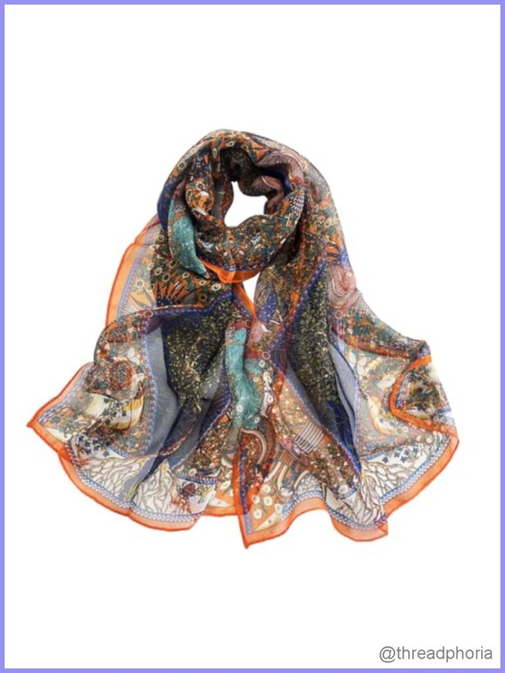 Floral Sheer Scarf for Women Lightweight Silk Feel Shawl Wrap INFINITY